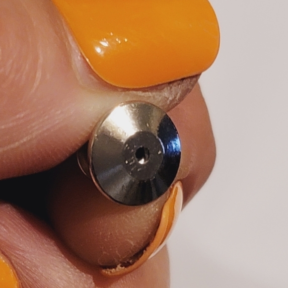 FEATHER lapel pin or tie pin red tiny  silver tone unisex gender neutral - Picture 5 of 5